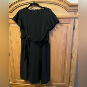 Owin Black Ruffled Tie Front Midi Dress